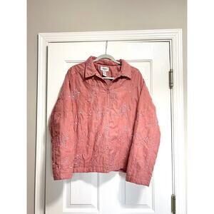 Vintage Graff Dusty Rose Pink Embroidered Lightweight Quilted Jacket
